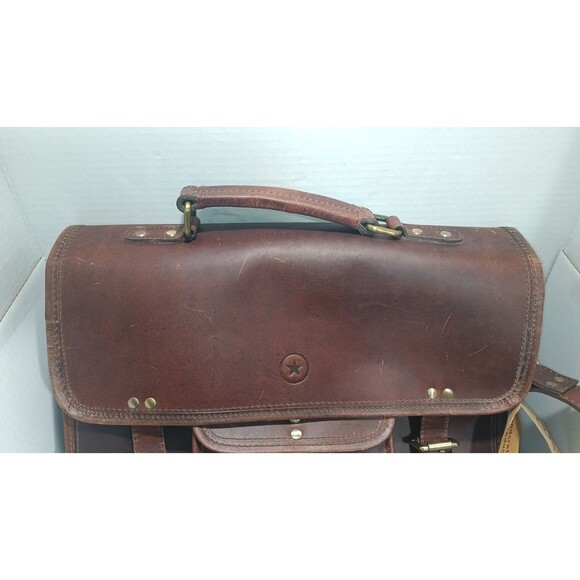AARON LEATHER GOODS DARK BROWN Briefcase BAG  SPAIN - Picture 5 of 16